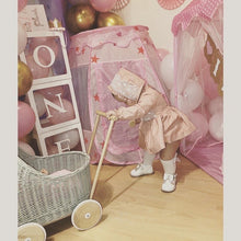 Load image into Gallery viewer, Wicker Pram, Dolls Pram, Dolls Stroller, Wooden Toy, Baby Pram, Wicker Dolls Pram, 1st Birthday Gift, Light Grey