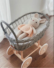 Load image into Gallery viewer, Light Grey Simple Wicker Pram, Dolls Pram, Wicker doll pram UK, Baby Doll Pram, Pram Toy, Wooden Pram, Baby Pram,Wicker Dolls Pram