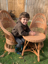 Load image into Gallery viewer, Wicker table set, table + 2 chairs, kids set, child wicker furniture, rattan table, rattan chair, nursery furniture, garden furniture