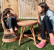 Load image into Gallery viewer, Wicker table set, table + 2 chairs, kids set, child wicker furniture, rattan table, rattan chair, nursery furniture, garden furniture
