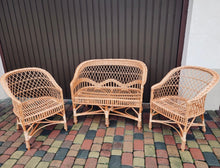 Load image into Gallery viewer, Wicker sofa and 2 armchairs set, Rattan set, Woven set, Handcrafted in UE.