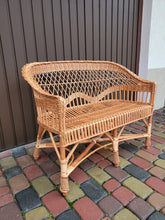 Load image into Gallery viewer, Wicker sofa, Rattan sofa, Woven Sofa, Garden sofa, green house sofa, conservatory furniture, Handcrafted in UE.