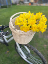 Load image into Gallery viewer, Bicycle wicker basket, basket with hooks, handlebars basket, front bike basket, bicycle basket, bike basket, unpainted, cream colour