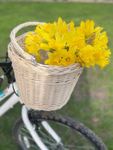 Load image into Gallery viewer, Bicycle wicker basket, basket with hooks, handlebars basket, front bike basket, bicycle basket, bike basket, unpainted, cream colour