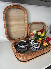 Load image into Gallery viewer, Wicker breakfast tray, wicker tea tray, wicker serving tray, decorative tray, breakfast tray,