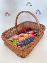 Load image into Gallery viewer, Wicker tray with handle, tray with handle, hamper basket, wicker basket with handle, fruit tray, breakfast tray, unpainted