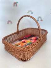 Load image into Gallery viewer, Wicker tray with handle, tray with handle, hamper basket, wicker basket with handle, fruit tray, breakfast tray, unpainted