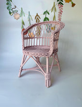 Load image into Gallery viewer, Wicker kids chair, rattan chair, toddler chair, kids chair, wicker armchair, child chair, child wicker furniture, baby armchair, Light pink