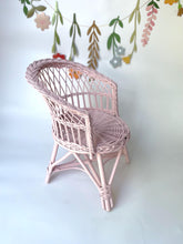 Load image into Gallery viewer, Wicker kids chair, rattan chair, toddler chair, kids chair, wicker armchair, child chair, child wicker furniture, baby armchair, Light pink