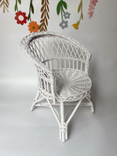 Load image into Gallery viewer, Wicker kids chair, rattan chair, toddler chair, kids chair, wicker armchair, child chair, child wicker furniture, baby armchair, WHITE
