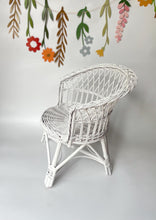 Load image into Gallery viewer, Wicker kids chair, rattan chair, toddler chair, kids chair, wicker armchair, child chair, child wicker furniture, baby armchair, WHITE