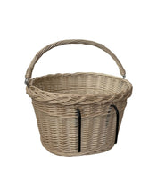 Load image into Gallery viewer, WHITE unpainted Bicycle wicker basket with hooks, handlebars basket, front bike basket size M