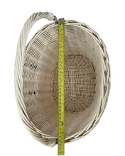 Load image into Gallery viewer, WHITE unpainted Bicycle wicker basket with hooks, handlebars basket, front bike basket size M
