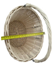 Load image into Gallery viewer, WHITE unpainted Bicycle wicker basket with hooks, handlebars basket, front bike basket size M