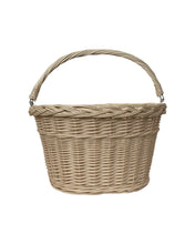Load image into Gallery viewer, WHITE unpainted Bicycle wicker basket with hooks, handlebars basket, front bike basket size M
