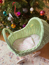 Load image into Gallery viewer, Tall WICKER PRAM | doll pram | wicker doll pram UK |baby doll pram | pram toy | wooden pram | baby pram | wicker dolls pram | light green