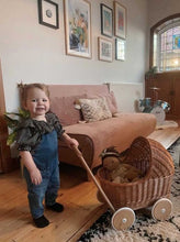 Load image into Gallery viewer, WICKER PRAM | doll pram | wicker doll pram UK |baby doll pram | pram toy | wooden pram | baby pram wicker dolls pram 1st bday gift natural