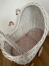 Load image into Gallery viewer, tall WICKER PRAM | doll pram | wicker doll pram UK |baby doll pram | pram toy | wooden pram | baby pram | wicker dolls pram | white