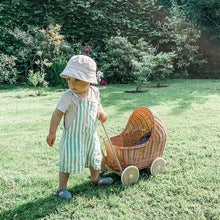Load image into Gallery viewer, WICKER PRAM, doll pram, wicker doll pram UK, baby doll pram, pram toy, wooden pram, baby pram, 1st bday gift, natural, no bedding.