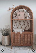 Load image into Gallery viewer, Wicker bookcase, wicker shelf, wicker cabinet, kids interior, kids furniture, kids wicker shelf, bedside cabinet, rattan cabinet