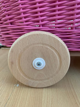 Load image into Gallery viewer, Wicker pram with light pink pompoms, nametag & bedding included, doll pram, baby doll pram, pram toy, wicker dolls pram, LIGHT PINK