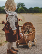 Load image into Gallery viewer, WICKER PRAM, doll pram, wicker doll pram UK, baby doll pram, pram toy, wooden pram, baby pram, 1st bday gift, natural, no bedding.