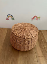 Load image into Gallery viewer, Storage basket,  kids interior basket, storage wicker basket, basket with lid, rattan basket, wicker basket,
