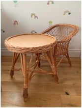 Load image into Gallery viewer, Wicker table, rattan table, wicker table, kids table, nursery table, round table, Painted
