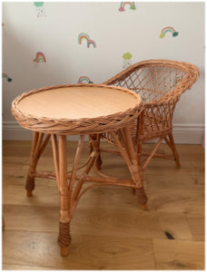 Wicker table, rattan table, wicker table, kids table, nursery table, round table, Painted