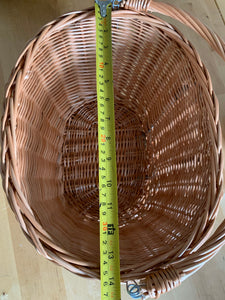 Bicycle wicker basket, basket with hooks, handlebars basket, front bike basket, bicycle basket, bike basket, unpainted,  cream colour