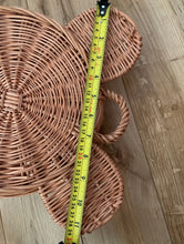Load image into Gallery viewer, White hanging wicker basket, basket with with ears, teddy hanging basket, wall basket, kids room basket, wicker basket, teddy basket
