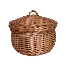 Load image into Gallery viewer, NATURAL small storage wicker basket with lid kids interior handmade from organic wicker
