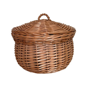 NATURAL small storage wicker basket with lid kids interior handmade from organic wicker
