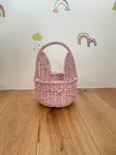 Load image into Gallery viewer, Bunny basket, basket with ears, Easter basket, wicker Easter basket, wicker basket, egg hunt basket, Easter bunny basket, Light pink
