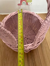 Load image into Gallery viewer, Bunny basket, basket with ears, Easter basket, wicker Easter basket, wicker basket, egg hunt basket, Easter bunny basket, Light pink
