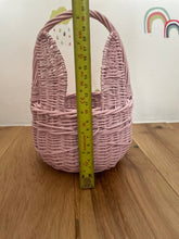 Load image into Gallery viewer, Bunny basket, basket with ears, Easter basket, wicker Easter basket, wicker basket, egg hunt basket, Easter bunny basket, Light pink
