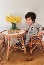 Load image into Gallery viewer, Wicker table and 1 chair set, rattan table set,  rattan chair, kids wicker table set, wicker set, rattan set, eco fiendly set
