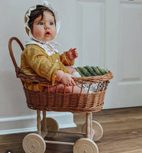 Load image into Gallery viewer, Wicker Pram simple, dolls pram, wicker doll pram UK, baby doll pram, pram toy, wooden pram, baby pram, wicker dolls pram, natural
