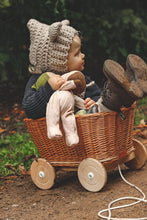 Load image into Gallery viewer, NATURAL wicker pull-along wagon toy, wagon toy with robe,
