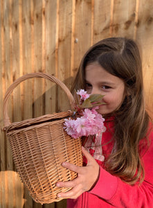 Wicker bag with lid, wicker bag, wicker basket with handle and lid, rattan bag