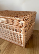Load image into Gallery viewer, Wicker chest, wicker trunk, storage basket with lid, unpainted, 50cm
