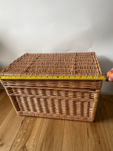 Wicker chest, wicker trunk, storage basket with lid, unpainted, 50cm