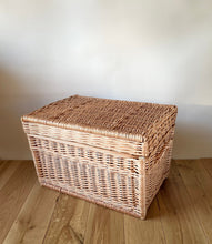 Load image into Gallery viewer, Wicker chest, wicker trunk, storage basket with lid, unpainted, 50cm

