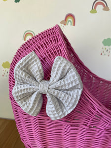 LUXURY dark pink wicker pram with light grey bow and matching bedding included, wicker doll pram UK, pram toy, wooden pram, 1st birthday