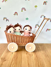 Load image into Gallery viewer, Wicker push toy, wicker trolley, wicker push stroller, boy trolley
