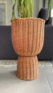 Wicker plant pot with base, Wicker flower pot, XL