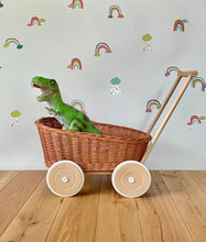 Load image into Gallery viewer, Wicker push toy, wicker trolley, wicker push stroller, boy trolley
