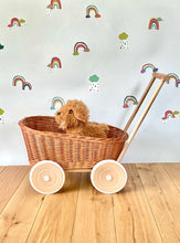 Load image into Gallery viewer, Wicker push toy, wicker trolley, wicker push stroller, boy trolley
