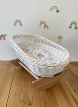 Load image into Gallery viewer, Dolls cradle, dolls crib, dolls mosses basket, doll cradle, doll bed, doll cot,  White
