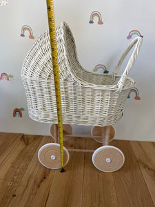 Cream wicker doll pram, 1st birthday girl pram,  wicker pram, handmade, eco-friendly toy, no bedding.